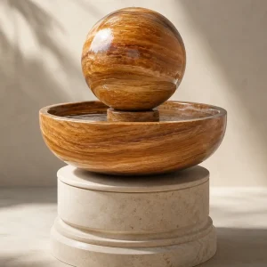 Handcrafted Marble Sphere Fountain | Luxury Outdoor Garden Water Feature Decor