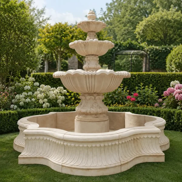 Luxury Marble 3-Tier Garden Fountain | Outdoor Water Feature Decor