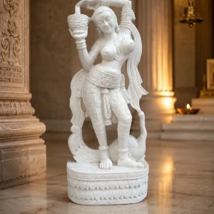 Handmade Makrana Marble Lady Sculpture for Entrance and Garden Decoration