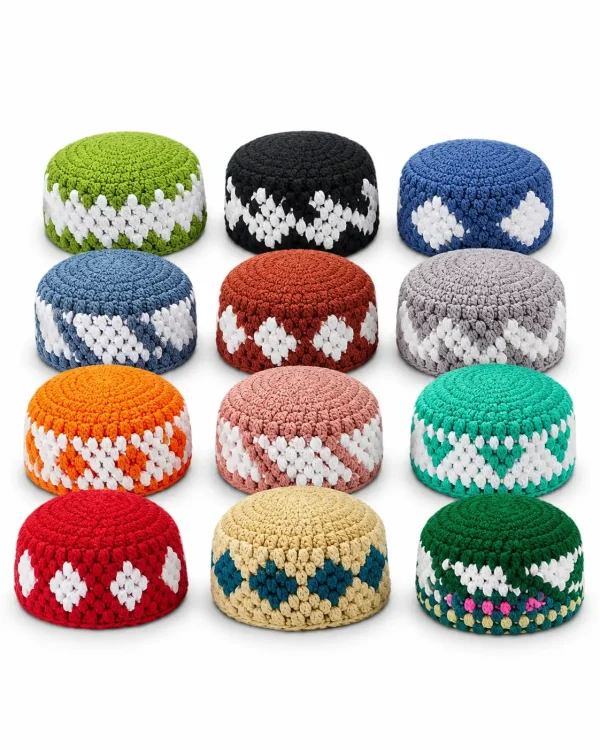 Knitted Muslim Prayer Caps – Assorted Crochet Kufi Caps