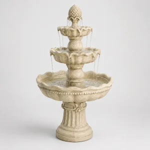 Luxury Hand-Carved Makrana Marble Water Fountain for Garden & Villa Decor