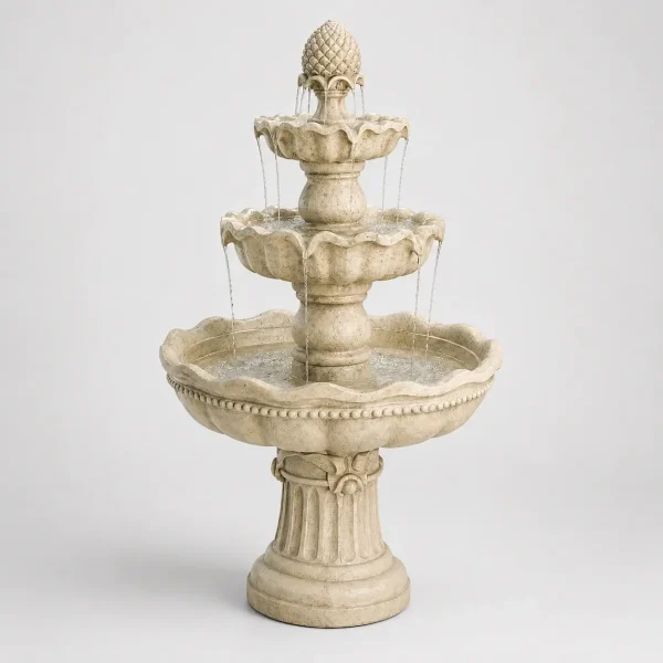 Luxury Hand-Carved Makrana Marble Water Fountain for Garden & Villa Decor
