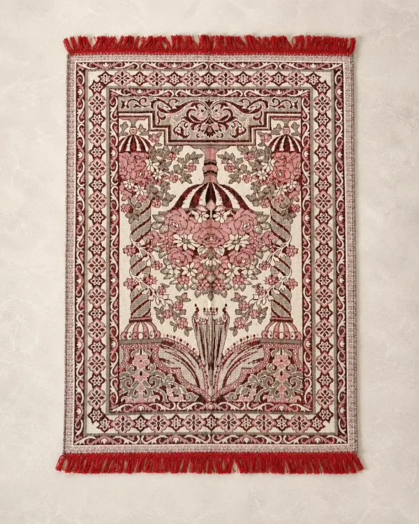 Pink Prayer Mat Islamic Floral Muslim Prayer Rug Sajjadah