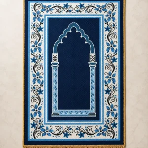 Islamic Prayer Mat – Blue Padded Sajjadah Prayer Rug