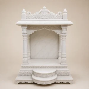 Luxury White Makrana Marble Pooja Mandir for Home, Office & Spiritual Decor