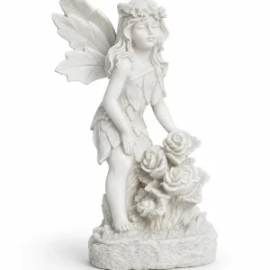 Makrana Marble Fairy Garden Statue | Hand Carved Marble Statue Woman for Garden Decor