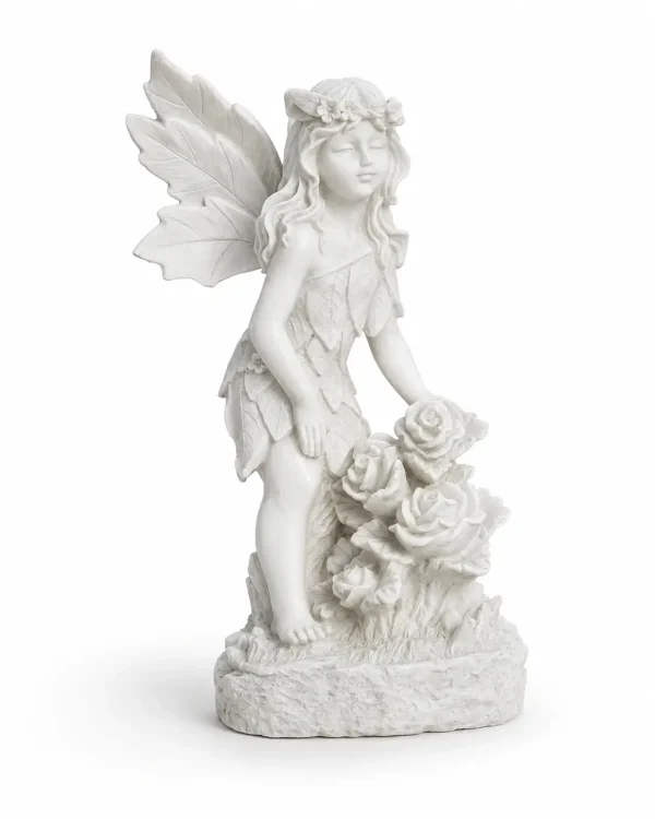 Makrana Marble Fairy Garden Statue | Hand Carved Marble Statue Woman for Garden Decor