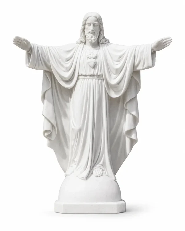 Sacred Heart of Jesus Marble Statue – Hand-Carved Makrana Marble