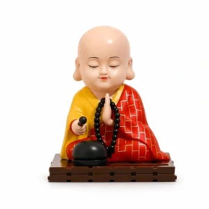 Solar-powered Gautam Buddha figurine for car, home and office desk décor