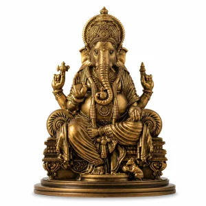 SILAII Lord Ganesha Idol in antique bronze glossy finish for home decor and office (1)