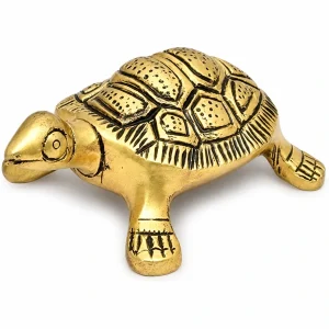 AARGKRAFT gold-tone brass tortoise figurine on a white background
