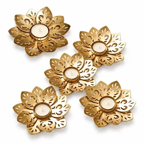 Zeemetal Metal Lotus Tealight Holders, Pack of Ten