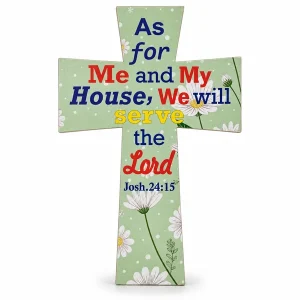 CrateCove Joshua 24:15 Wooden Cross Wall Art