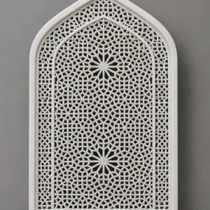 Arched carved Makrana marble jali with polished finish, 50 mm thickness