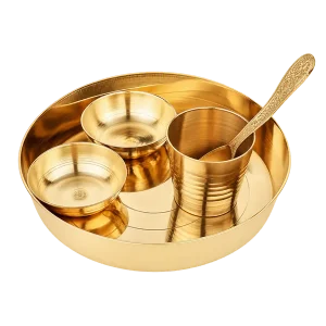 Five-Piece Brass Bhog Thali Set