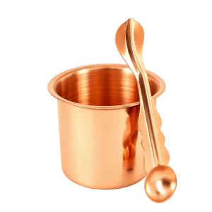 Copper Panchpatra with Achmani Spoon