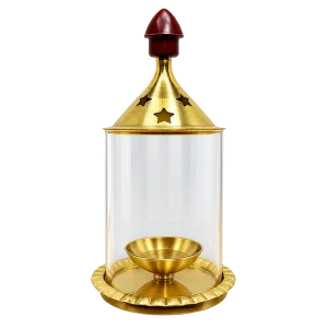 Small Brass Akhand Diya with Glass Cover