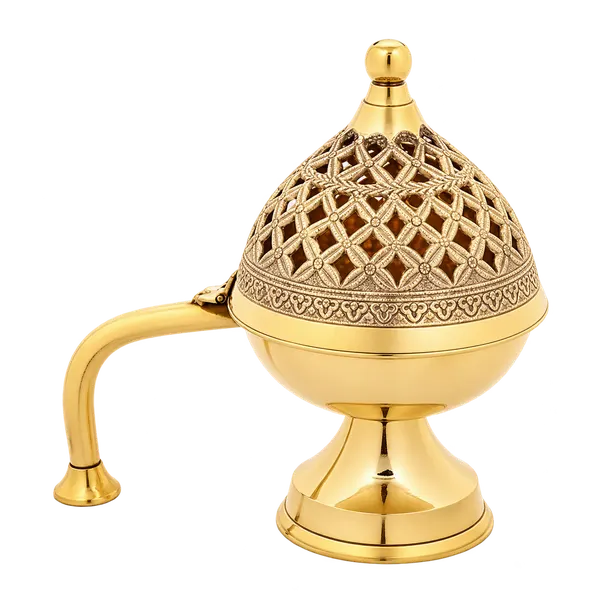 Brass Dhoop Dani with Curved Handle