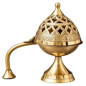 Pedestal Brass Dhoop Burner with Pierced Lid