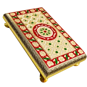 Meenakari Style Wooden Puja Chowki