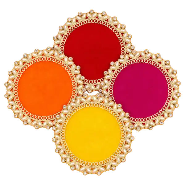 Round Velvet Style Puja Aasans with Gold Border