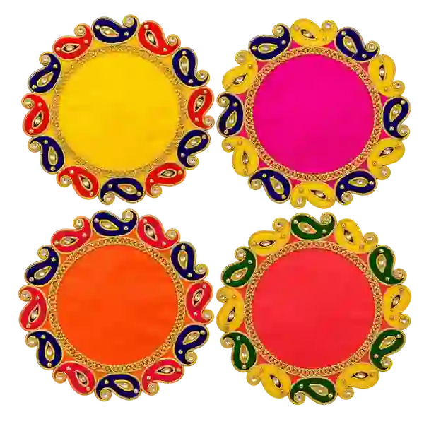 Colourful Puja Aasan Cloths with Decorative Edging