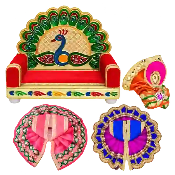 Laddu Gopal Singhasan with Two Poshaks, Size Two