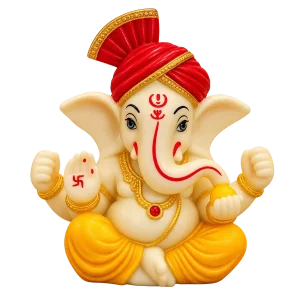 Ganesha Idol with Red Pagdi and Yellow Dhoti