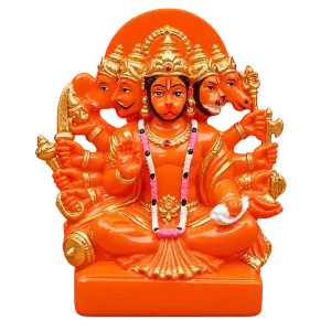 Orange and Gold Panchmukhi Hanuman Idol