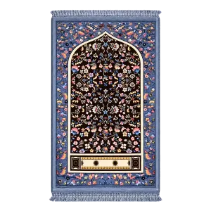 Grey Velvet Floral Prayer Mat