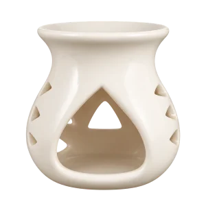 Empty white ceramic tealight oil burner on a transparent background