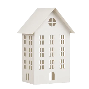 White house shaped metal candle lantern on a transparent background
